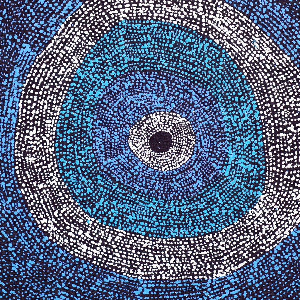 Aboriginal Artwork by Julie Nangala Robertson, Ngapa Jukurrpa (Water Dreaming) - Pirlinyarnu, 46x46cm