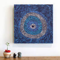 Aboriginal Artwork by Julie Nangala Robertson, Ngapa Jukurrpa (Water Dreaming) - Pirlinyarnu, 46x46cm