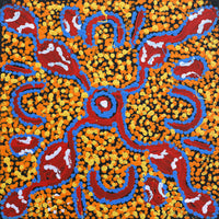 Aboriginal Artwork by Juliette Nampijinpa Brown, Ngapa Jukurrpa (Water Dreaming) - Mikanji, 30x30cm