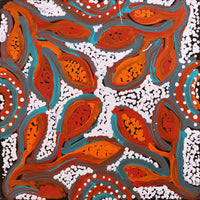 Aboriginal Artwork by Juliette Nampijinpa Brown, Ngapa Jukurrpa (Water Dreaming) - Mikanji, 30x30cm