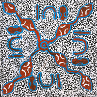Aboriginal Artwork by Juliette Nampijinpa Brown, Ngapa Jukurrpa (Water Dreaming) - Mikanji, 40x40cm