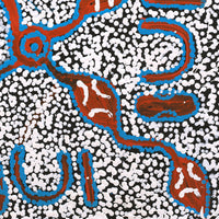 Aboriginal Artwork by Juliette Nampijinpa Brown, Ngapa Jukurrpa (Water Dreaming) - Mikanji, 40x40cm