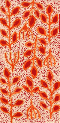 Aboriginal Artwork by Juliette Nampijinpa Brown, Ngapa Jukurrpa (Water Dreaming) - Mikanji, 61x30cm