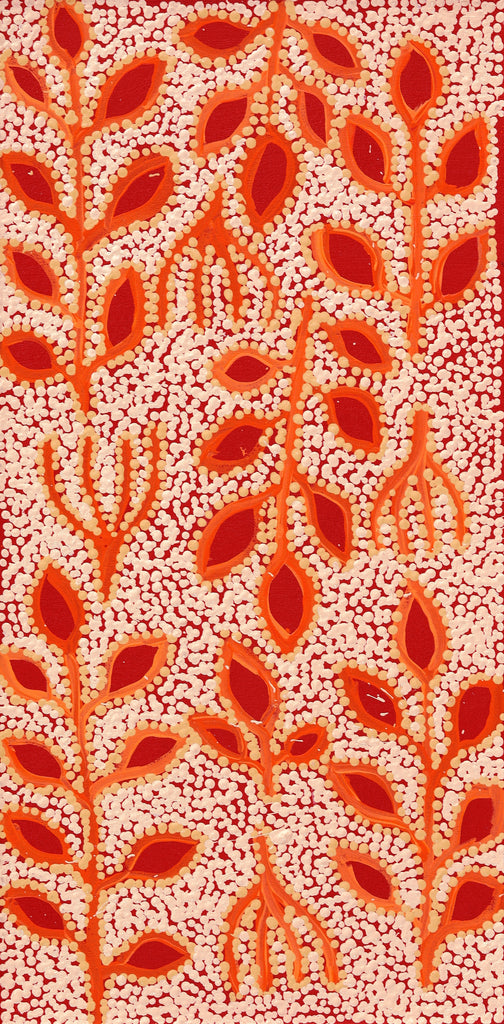 Aboriginal Artwork by Juliette Nampijinpa Brown, Ngapa Jukurrpa (Water Dreaming) - Mikanji, 61x30cm