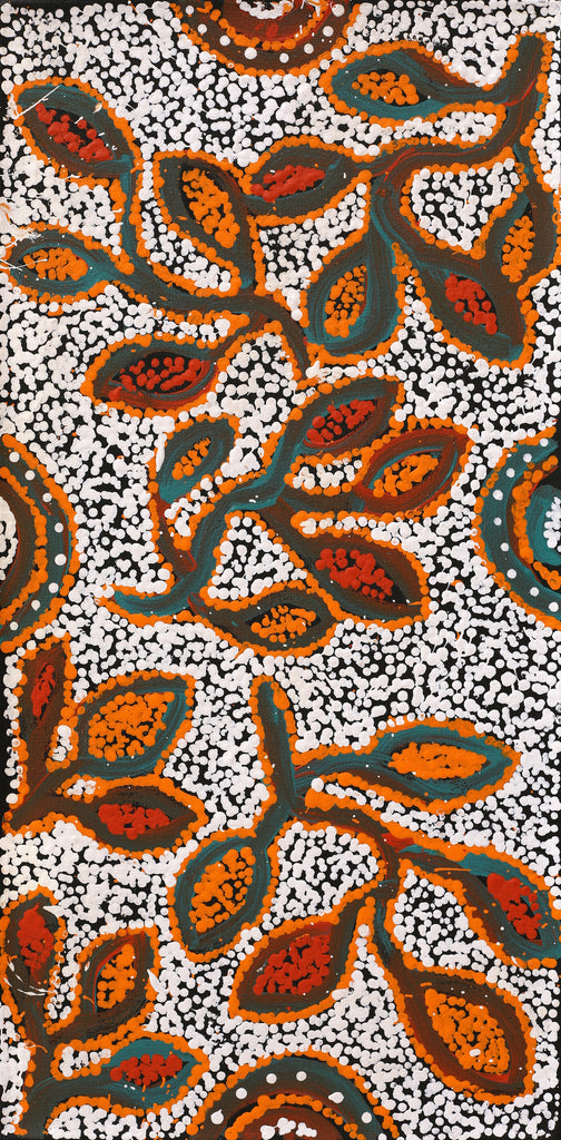 Aboriginal Artwork by Juliette Nampijinpa Brown, Ngapa Jukurrpa (Water Dreaming) - Mikanji, 61x30cm