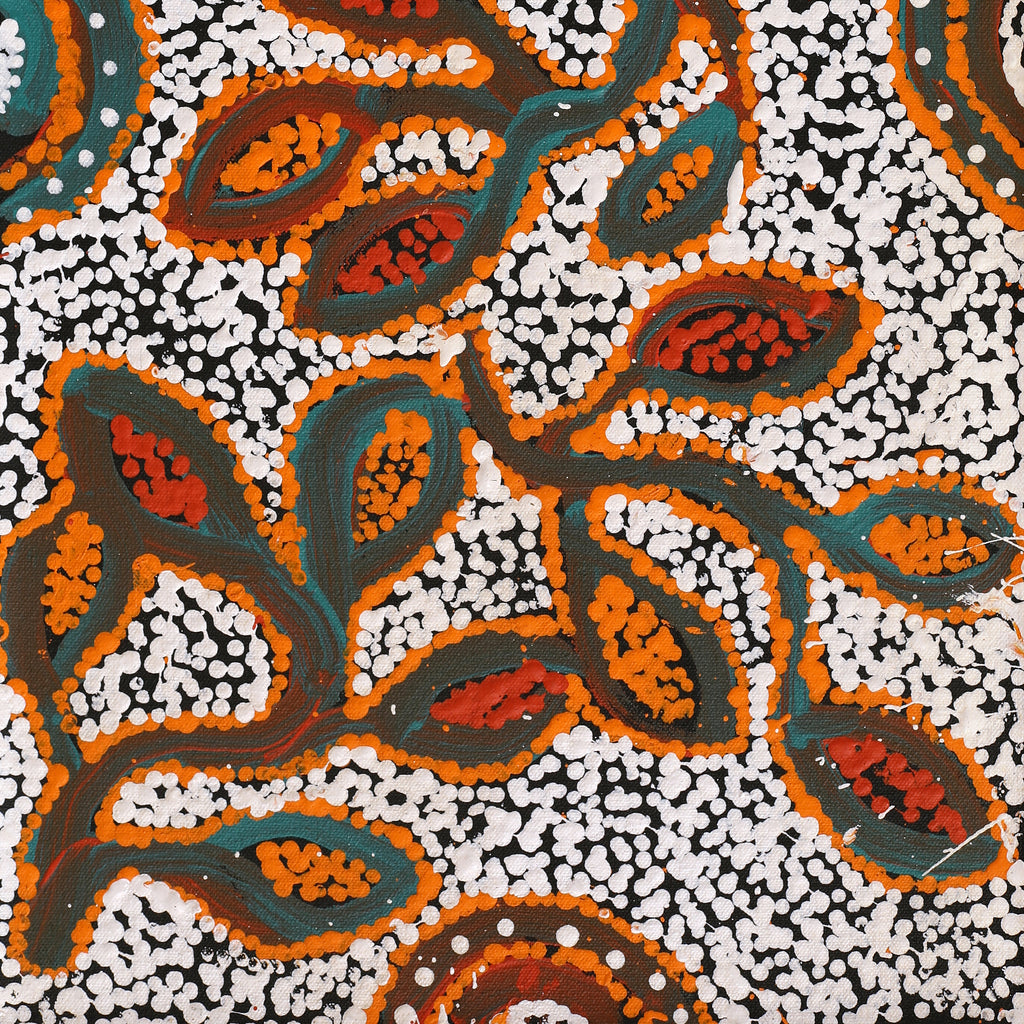 Aboriginal Artwork by Juliette Nampijinpa Brown, Ngapa Jukurrpa (Water Dreaming) - Mikanji, 61x30cm
