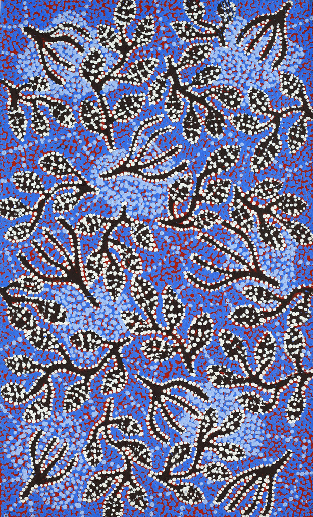 Aboriginal Artwork by Juliette Nampijinpa Brown, Ngapa Jukurrpa (Water Dreaming) - Mikanji, 76x46cm