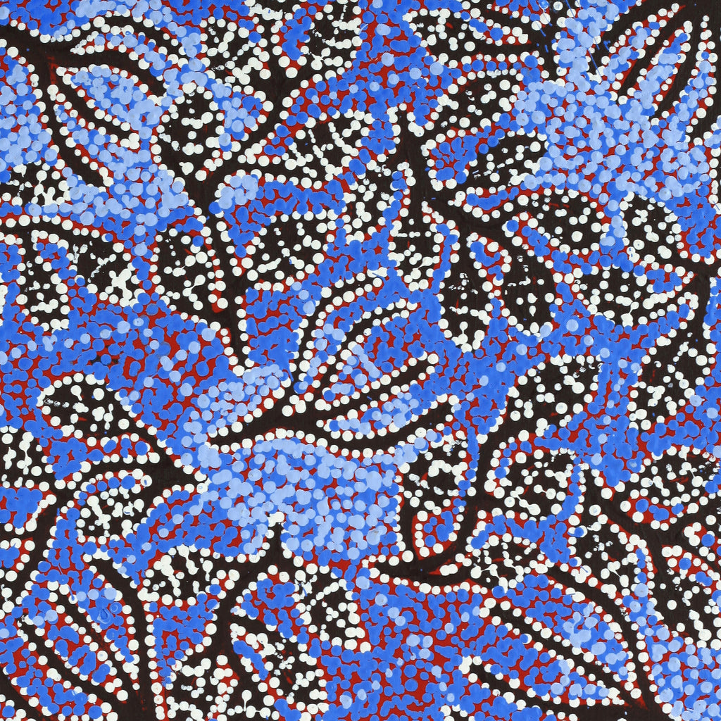 Aboriginal Artwork by Juliette Nampijinpa Brown, Ngapa Jukurrpa (Water Dreaming) - Mikanji, 76x46cm