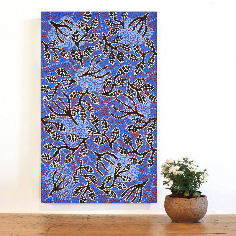 Aboriginal Artwork by Juliette Nampijinpa Brown, Ngapa Jukurrpa (Water Dreaming) - Mikanji, 76x46cm