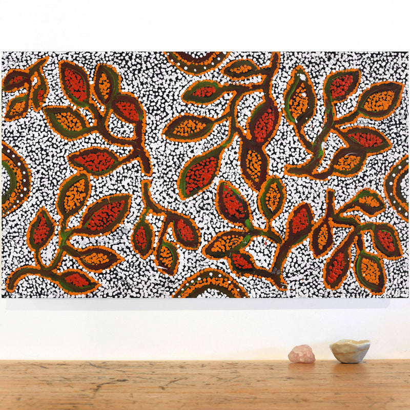 Aboriginal Artwork by Juliette Nampijinpa Brown, Ngapa Jukurrpa (Water Dreaming) - Mikanji, 76x46cm