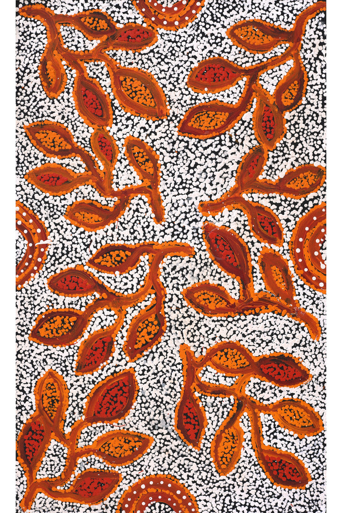 Aboriginal Art by Juliette Nampijinpa Brown, Ngapa Jukurrpa (Water Dreaming) - Mikanji, 76x46cm - ART ARK®