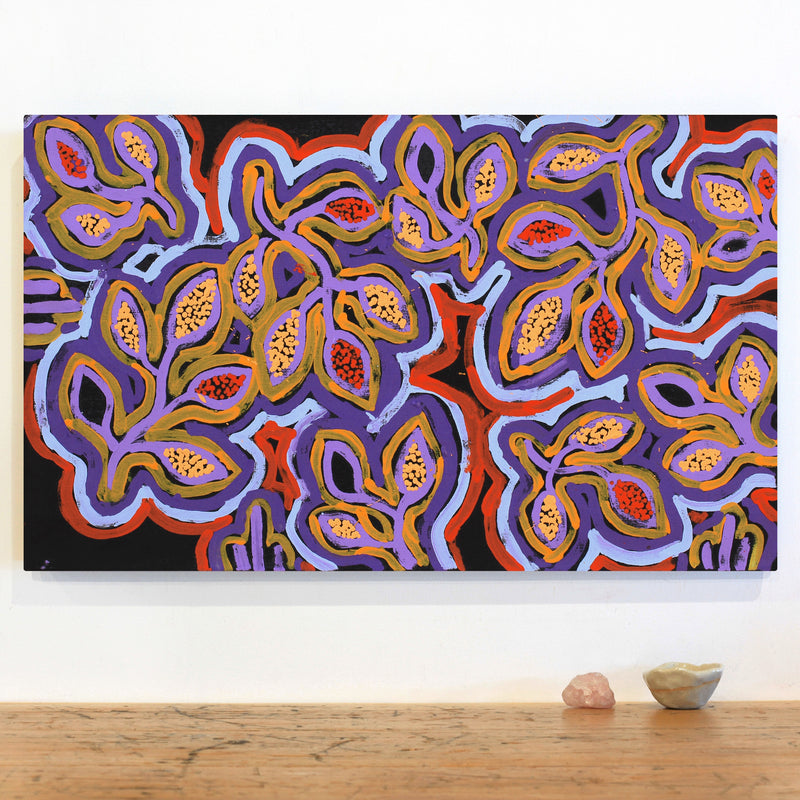 Aboriginal Artwork by Juliette Nampijinpa Brown, Ngapa Jukurrpa (Water Dreaming) - Mikanji, 76x46cm