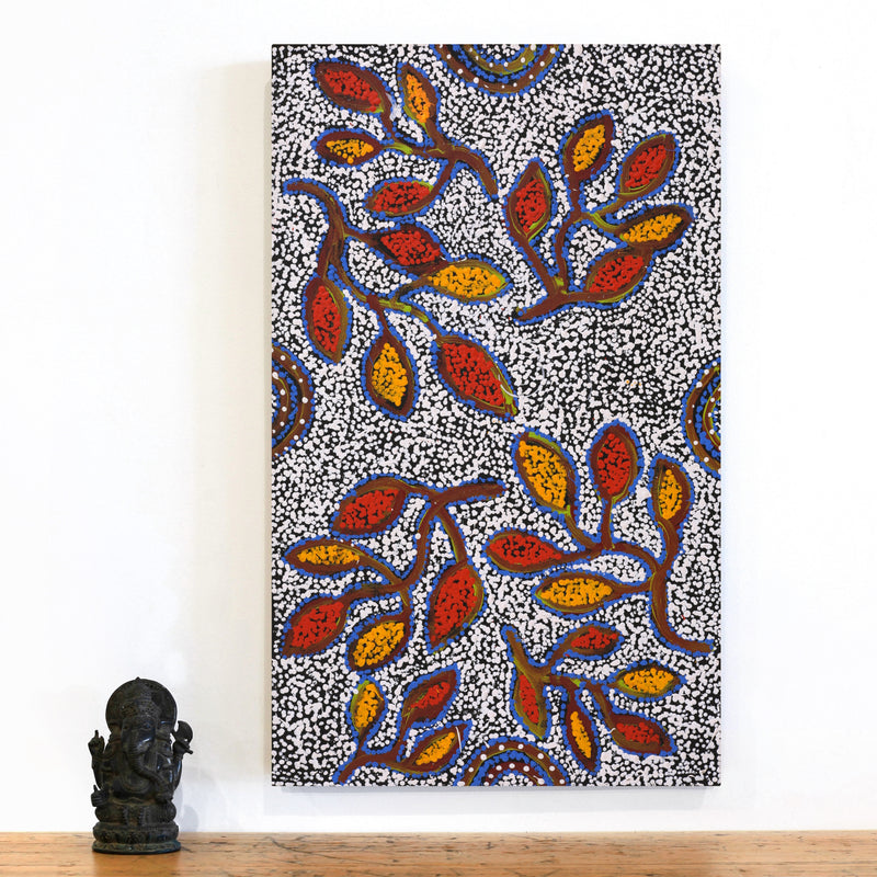 Aboriginal Artwork by Juliette Nampijinpa Brown, Ngapa Jukurrpa (Water Dreaming) - Mikanji, 76x46cm