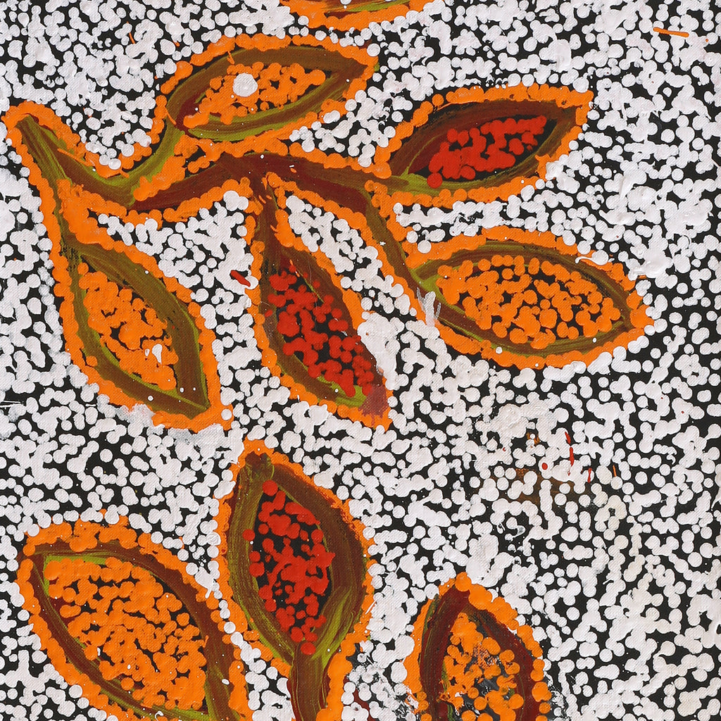 Aboriginal Artwork by Juliette Nampijinpa Brown, Ngapa Jukurrpa (Water Dreaming) - Mikanji, 91x30cm