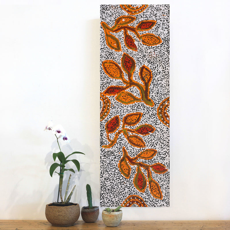 Aboriginal Artwork by Juliette Nampijinpa Brown, Ngapa Jukurrpa (Water Dreaming) - Mikanji, 91x30cm