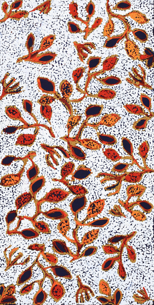 Aboriginal Artwork by Juliette Nampijinpa Brown, Ngapa Jukurrpa (Water Dreaming) - Mikanji, 91x46cm