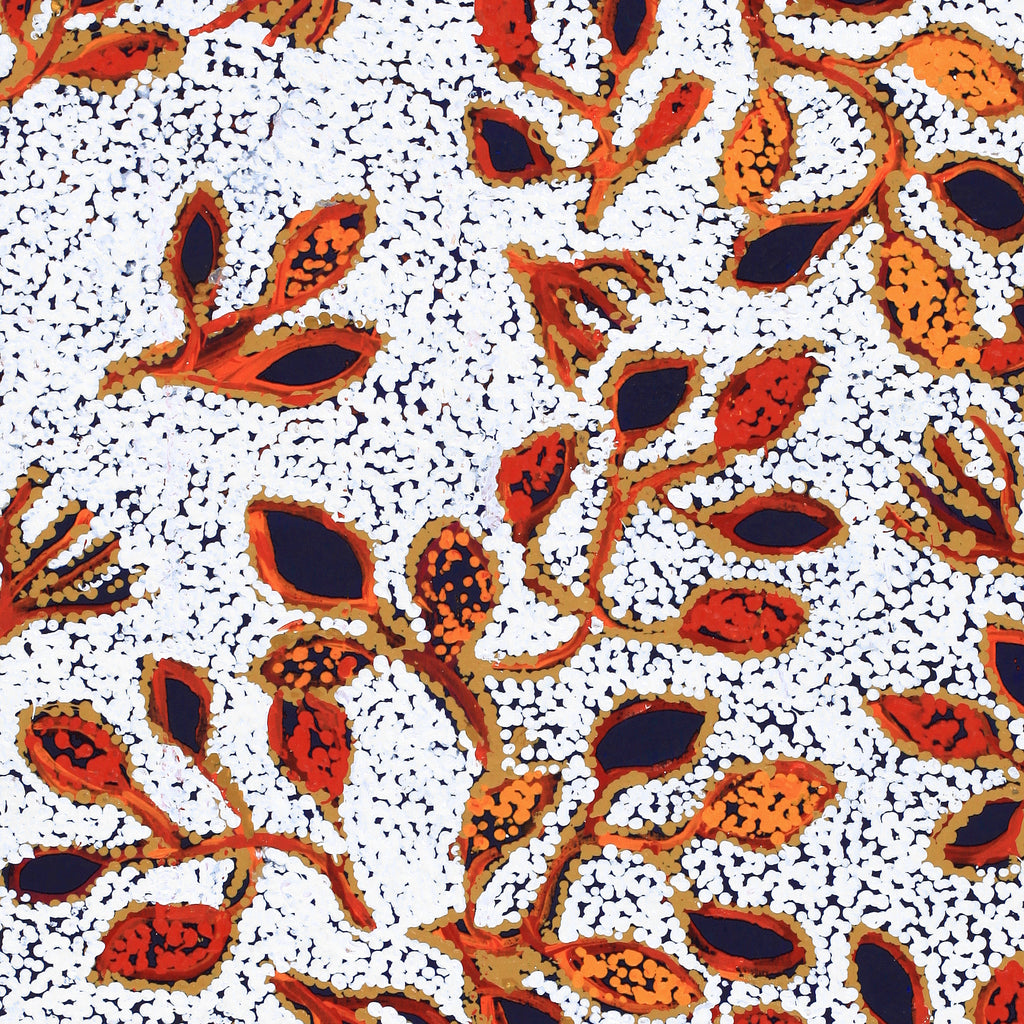 Aboriginal Artwork by Juliette Nampijinpa Brown, Ngapa Jukurrpa (Water Dreaming) - Mikanji, 91x46cm