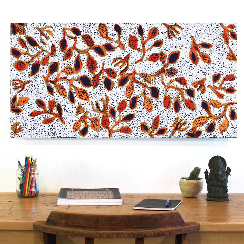 Aboriginal Artwork by Juliette Nampijinpa Brown, Ngapa Jukurrpa (Water Dreaming) - Mikanji, 91x46cm