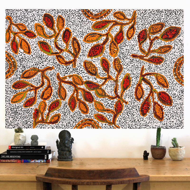 Aboriginal Artwork by Juliette Nampijinpa Brown, Ngapa Jukurrpa (Water Dreaming) - Mikanji, 91x61cm