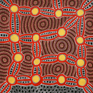 Aboriginal Artwork by Juliette Nakamarra Morris, Wanakiji Jukurrpa (Bush Tomato Dreaming), 107x107cm - ART ARK®
