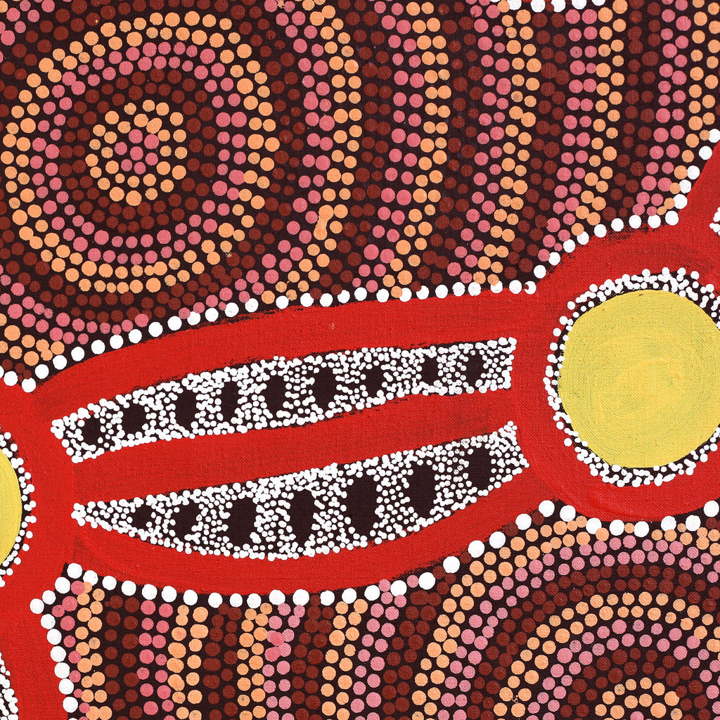 Aboriginal Artwork by Juliette Nakamarra Morris, Wanakiji Jukurrpa (Bush Tomato Dreaming), 107x107cm - ART ARK®