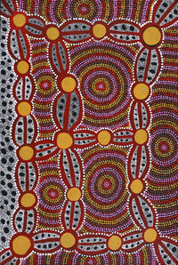 Aboriginal Artwork by Juliette Nakamarra Morris, Wanakiji Jukurrpa (Bush Tomato Dreaming), 91x61cm