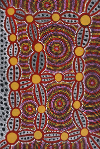 Aboriginal Artwork by Juliette Nakamarra Morris, Wanakiji Jukurrpa (Bush Tomato Dreaming), 91x61cm - ART ARK®