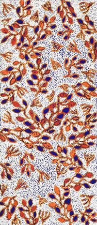 Aboriginal Artwork by Juliette Nampijinpa Brown, Ngapa Jukurrpa (Water Dreaming) - Mikanji, 107x46cm