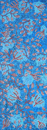 Aboriginal Artwork by Juliette Nampijinpa Brown, Ngapa Jukurrpa (Water Dreaming) - Mikanji, 122x46cm