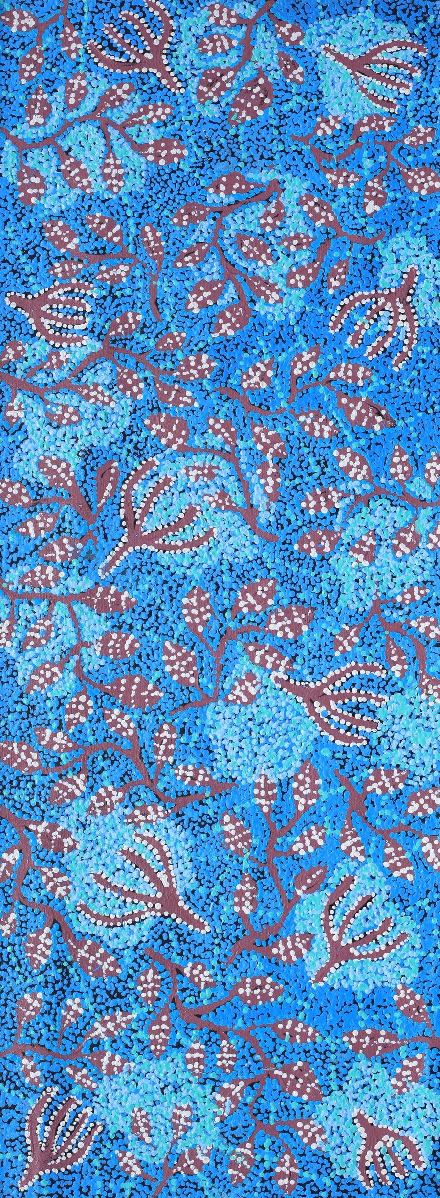 Aboriginal Artwork by Juliette Nampijinpa Brown, Ngapa Jukurrpa (Water Dreaming) - Mikanji, 122x46cm