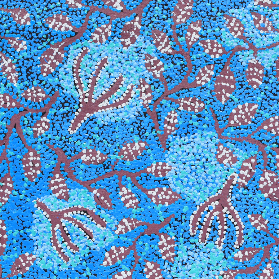 Aboriginal Artwork by Juliette Nampijinpa Brown, Ngapa Jukurrpa (Water Dreaming) - Mikanji, 122x46cm