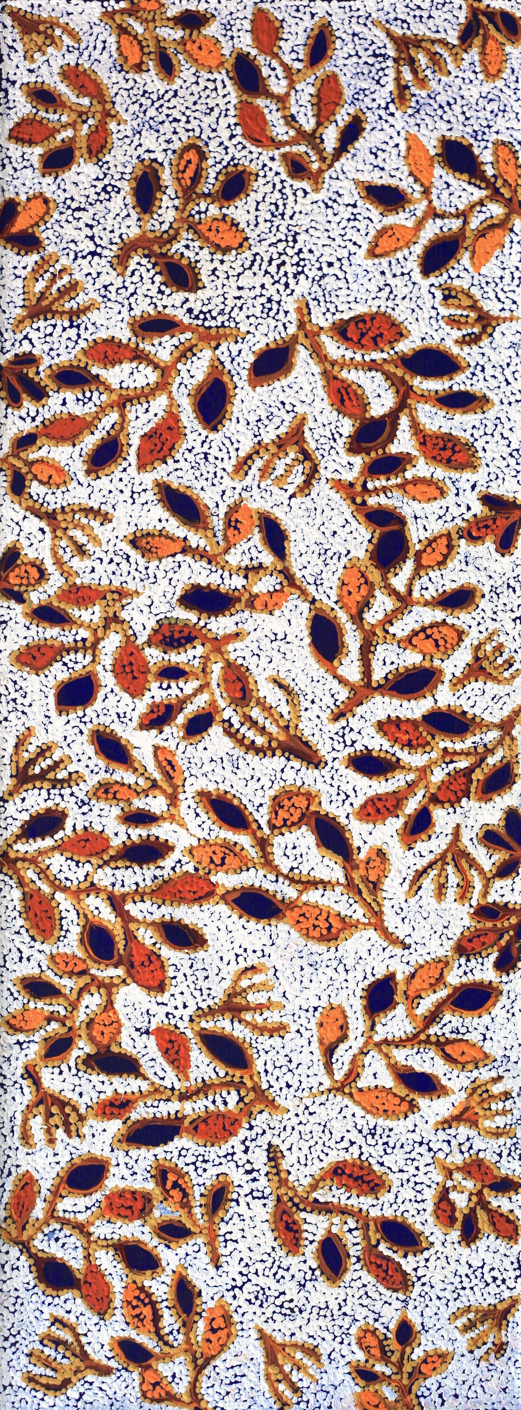 Aboriginal Artwork by Juliette Nampijinpa Brown, Ngapa Jukurrpa (Water Dreaming) - Mikanji, 122x46cm