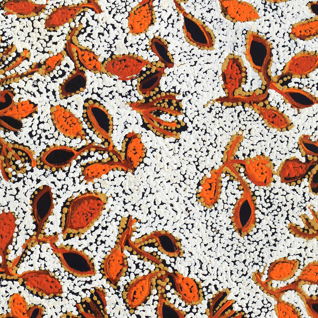 Aboriginal Artwork by Juliette Nampijinpa Brown, Ngapa Jukurrpa (Water Dreaming) - Mikanji, 122x46cm