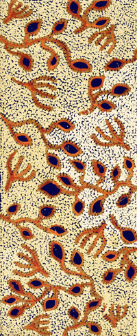 Aboriginal Artwork by Juliette Nampijinpa Brown, Ngapa Jukurrpa (Water Dreaming) - Mikanji, 76x30cm