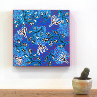 Aboriginal Artwork by Juliette Nampijinpa Brown, Ngapa Jukurrpa (Water Dreaming) - Mikanji, 30x30cm