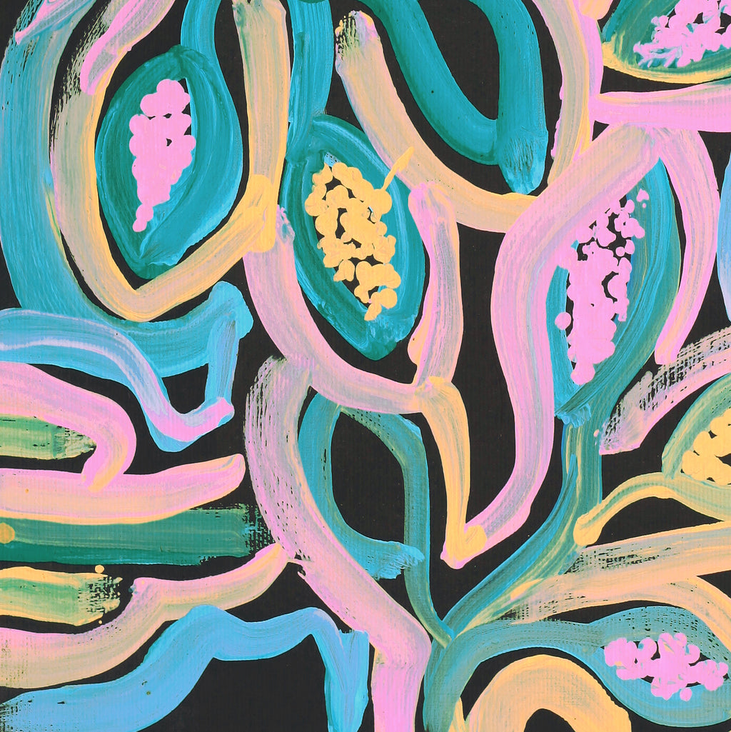 Aboriginal Artwork by Juliette Nampijinpa Brown, Ngapa Jukurrpa (Water Dreaming) - Mikanji, 30x30cm