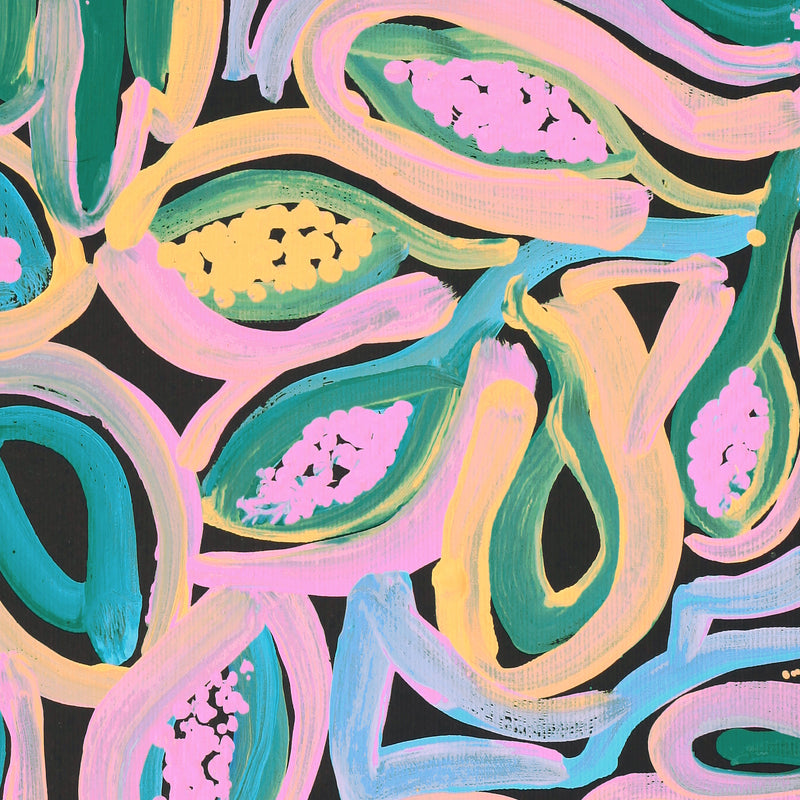 Aboriginal Artwork by Juliette Nampijinpa Brown, Ngapa Jukurrpa (Water Dreaming) - Mikanji, 30x30cm