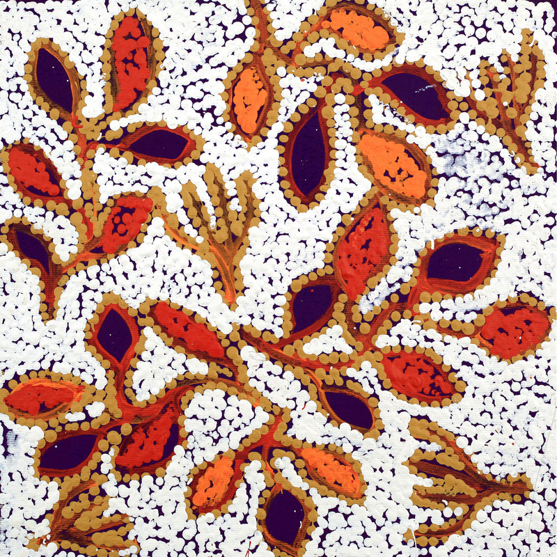 Aboriginal Artwork by Juliette Nampijinpa Brown, Ngapa Jukurrpa (Water Dreaming) - Mikanji, 30x30cm