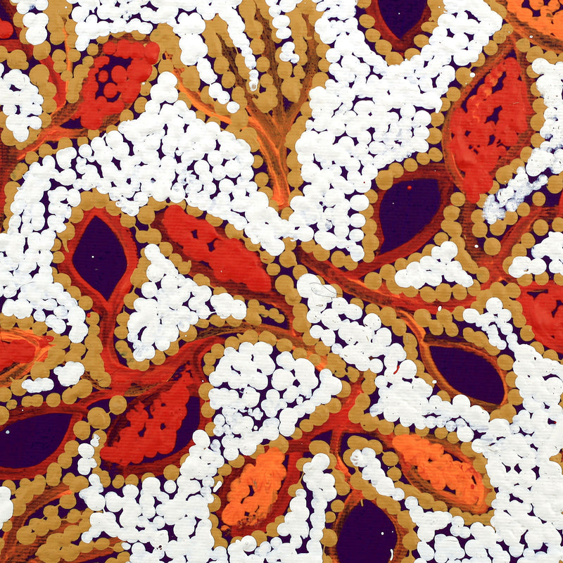 Aboriginal Artwork by Juliette Nampijinpa Brown, Ngapa Jukurrpa (Water Dreaming) - Mikanji, 30x30cm