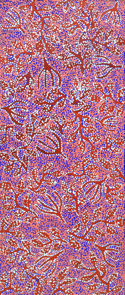 Aboriginal Artwork by Juliette Nampijinpa Brown, Ngapa Jukurrpa (Water Dreaming) - Mikanji, 107x46cm