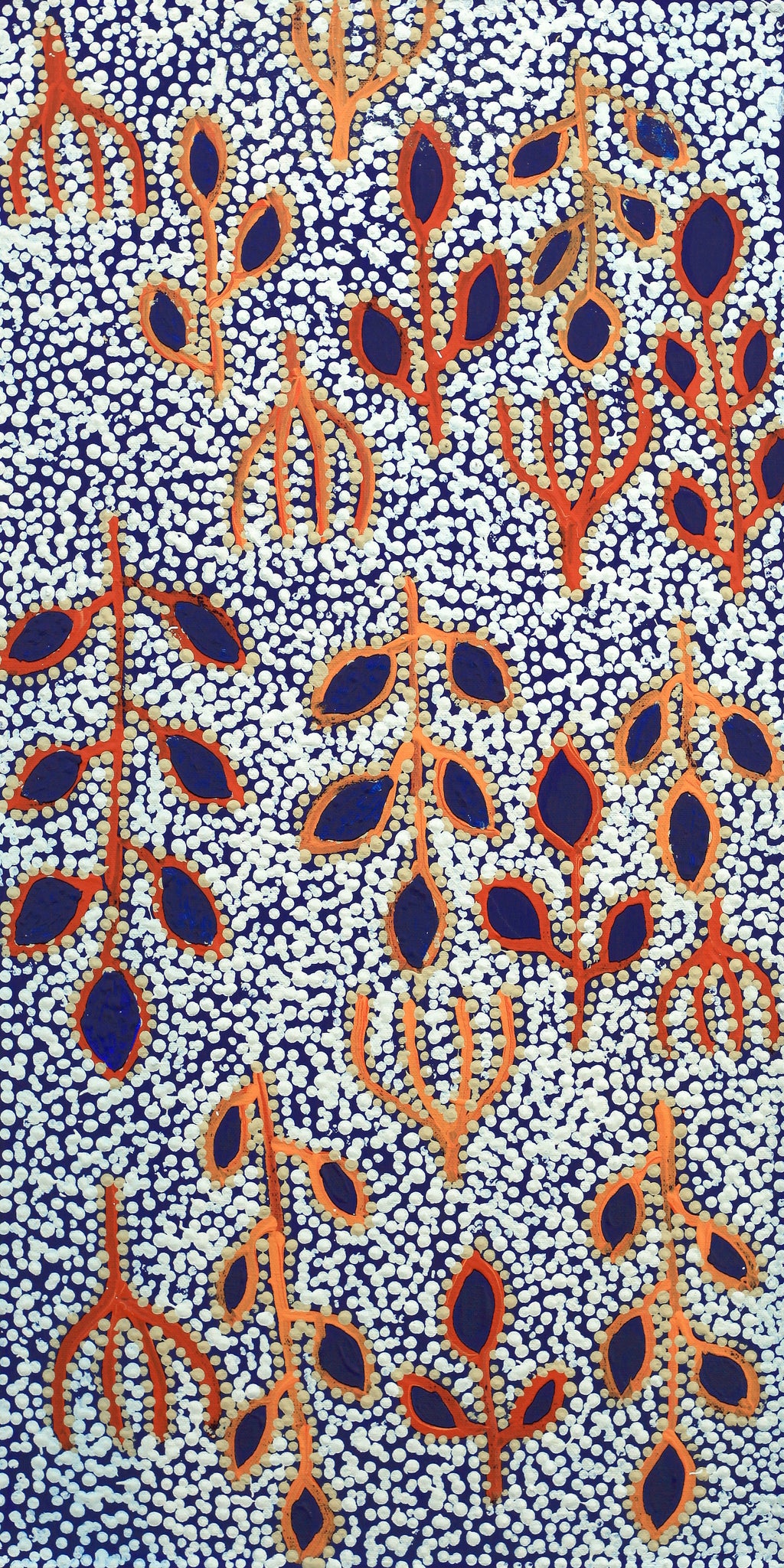 Aboriginal Artwork by Juliette Nampijinpa Brown, Ngapa Jukurrpa (Water Dreaming) - Mikanji, 61x30cm