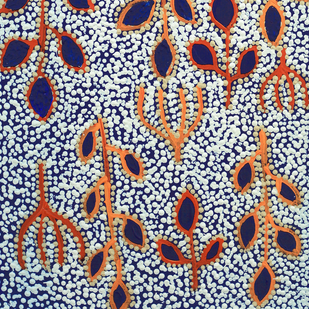Aboriginal Artwork by Juliette Nampijinpa Brown, Ngapa Jukurrpa (Water Dreaming) - Mikanji, 61x30cm - ART ARK®