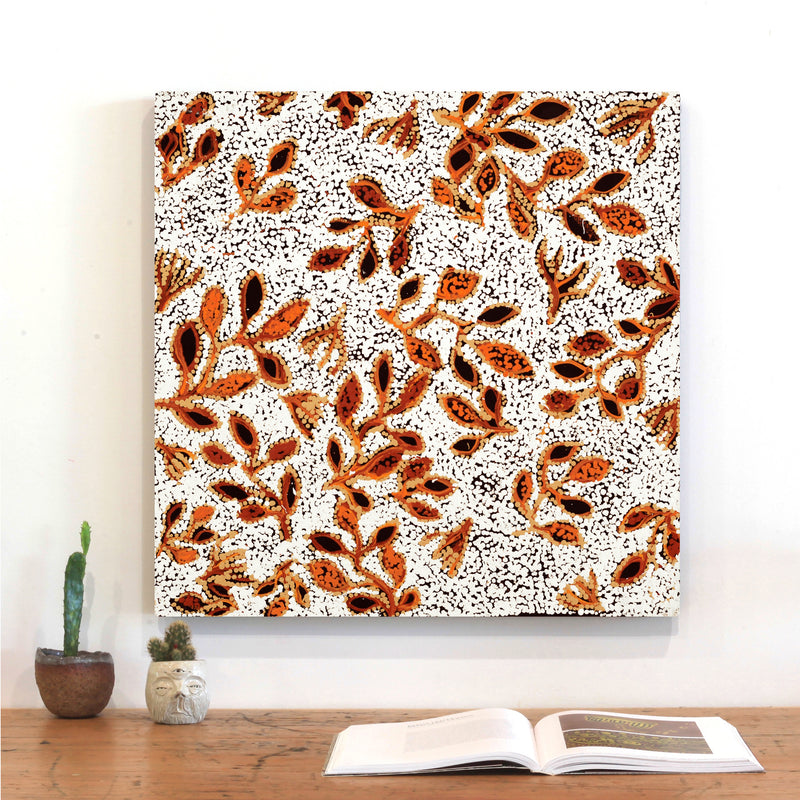 Aboriginal Artwork by Juliette Nampijinpa Brown, Ngapa Jukurrpa (Water Dreaming) - Mikanji, 61x61cm