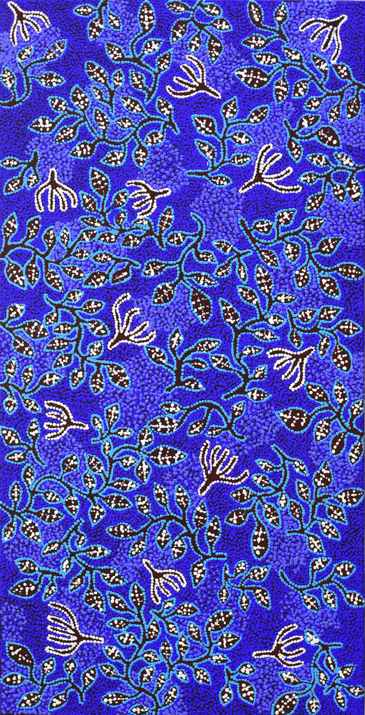 Aboriginal Artwork by Juliette Nampijinpa Brown, Ngapa Jukurrpa (Water Dreaming) - Mikanji, 122x61cm - ART ARK®
