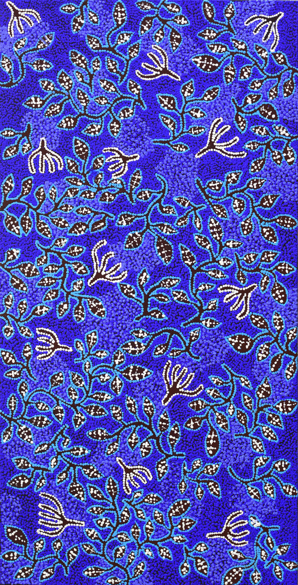 Aboriginal Art by Juliette Nampijinpa Brown, Ngapa Jukurrpa (Water Dreaming) - Mikanji, 122x61cm - ART ARK®