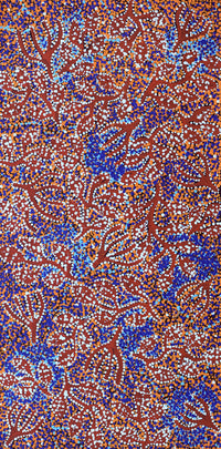 Aboriginal Artwork by Juliette Nampijinpa Brown, Ngapa Jukurrpa (Water Dreaming) - Mikanji, 91x46cm