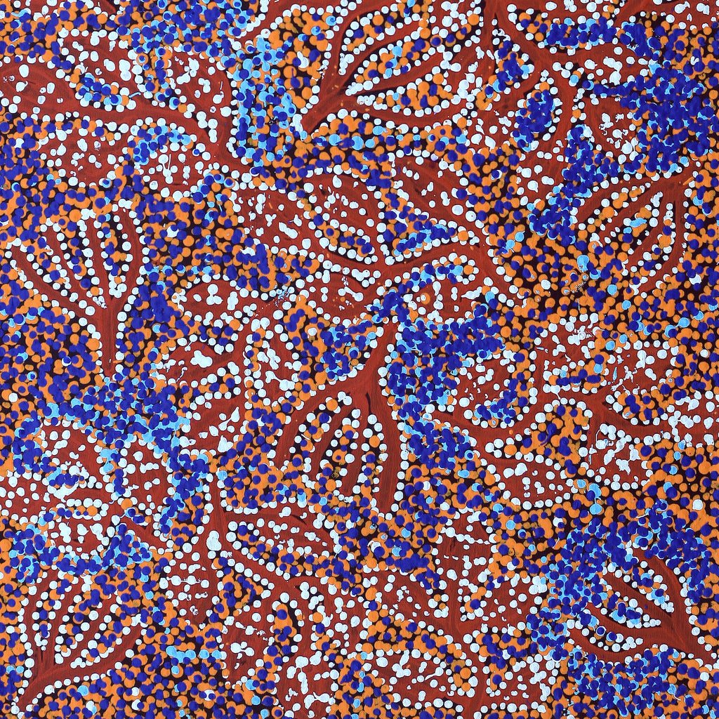 Aboriginal Artwork by Juliette Nampijinpa Brown, Ngapa Jukurrpa (Water Dreaming) - Mikanji, 91x46cm