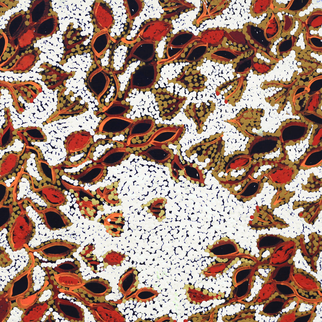 Aboriginal Artwork by Juliette Nampijinpa Brown, Ngapa Jukurrpa (Water Dreaming) - Mikanji, 91x46cm