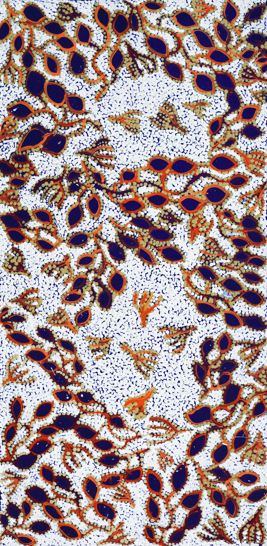 Aboriginal Artwork by Juliette Nampijinpa Brown, Ngapa Jukurrpa (Water Dreaming) - Mikanji, 91x46cm