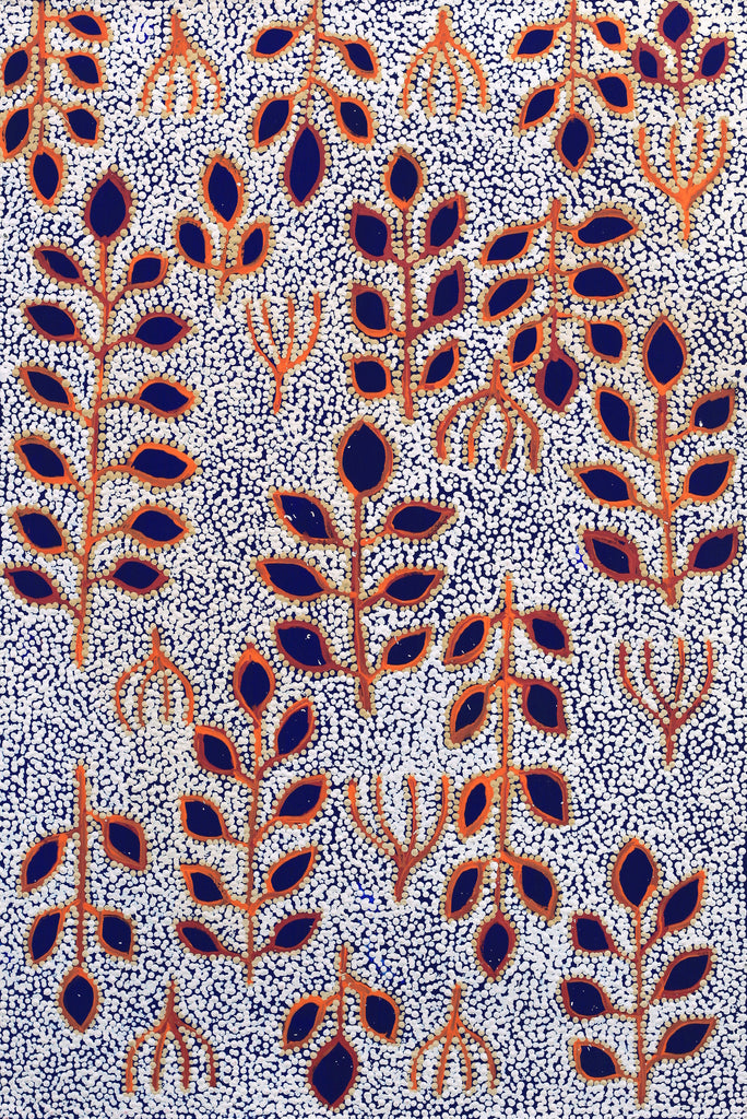 Aboriginal Artwork by Juliette Nampijinpa Brown, Ngapa Jukurrpa (Water Dreaming) - Mikanji, 91x61cm